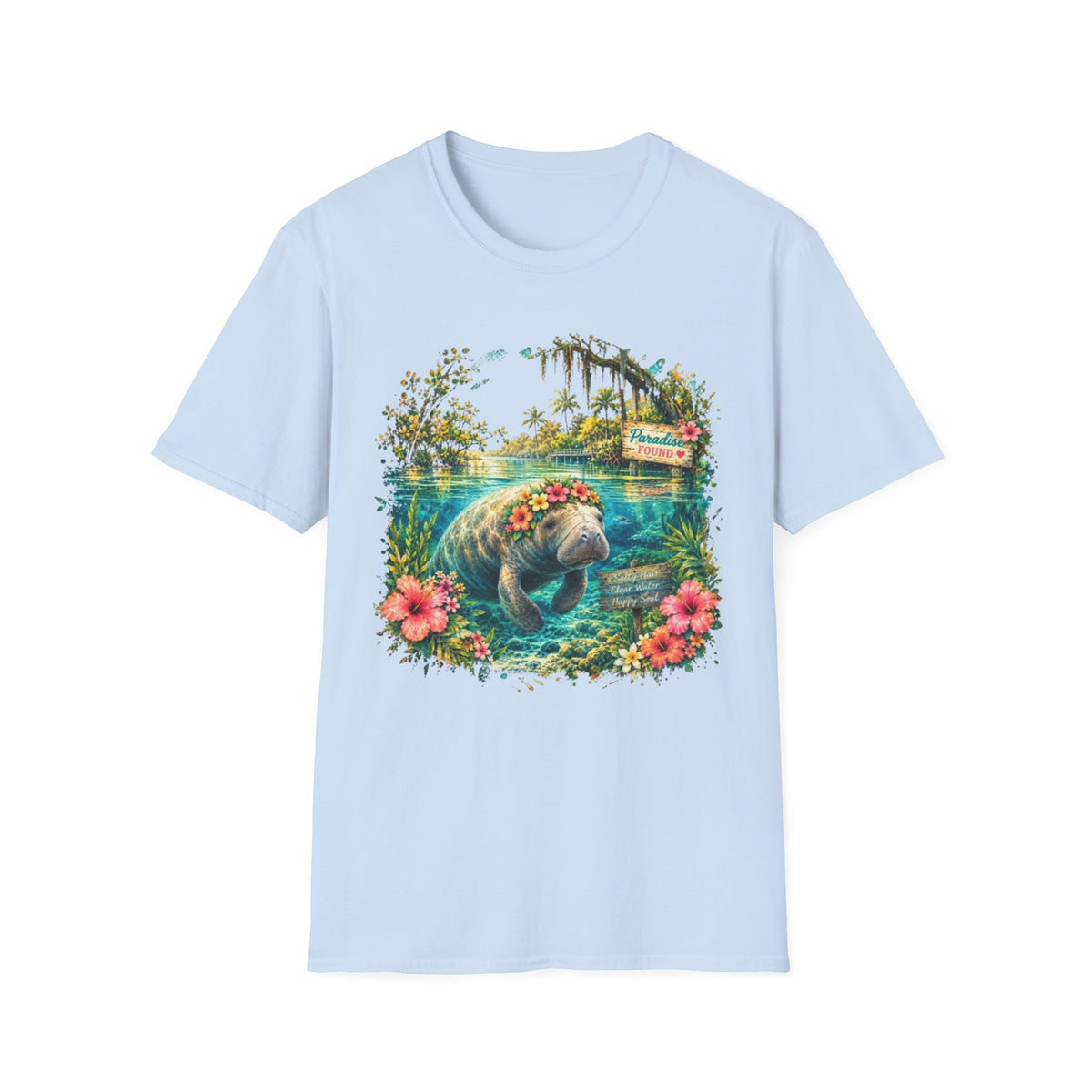 Paradise Found Manatee Unisex Softstyle T-Shirt