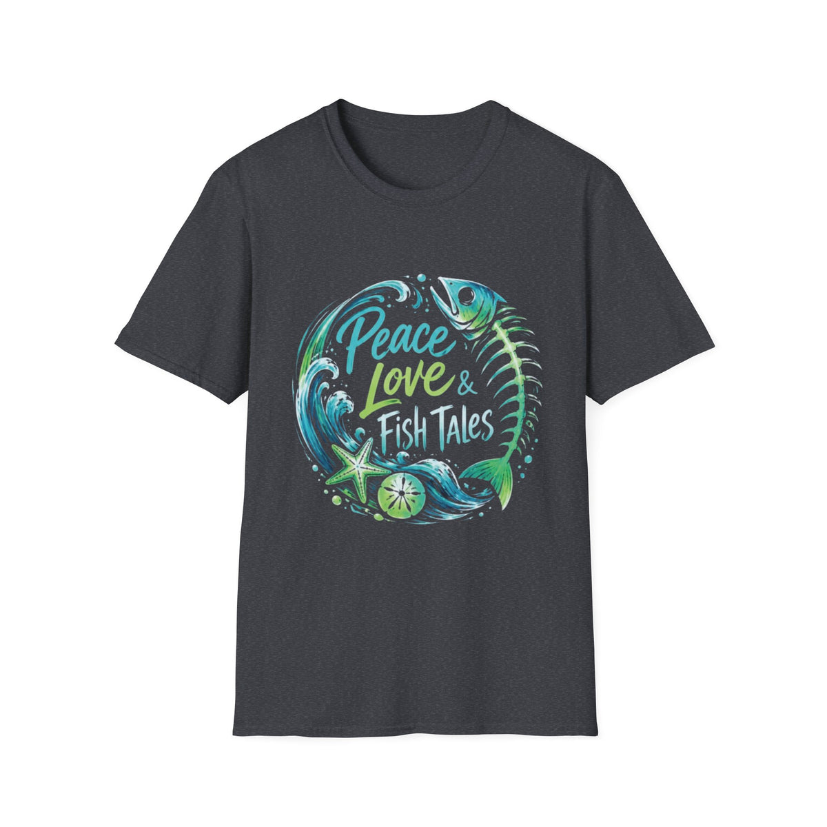 Reel Nauti Peace Love & Fish Tales Retro Coastal Beach T-Shirt