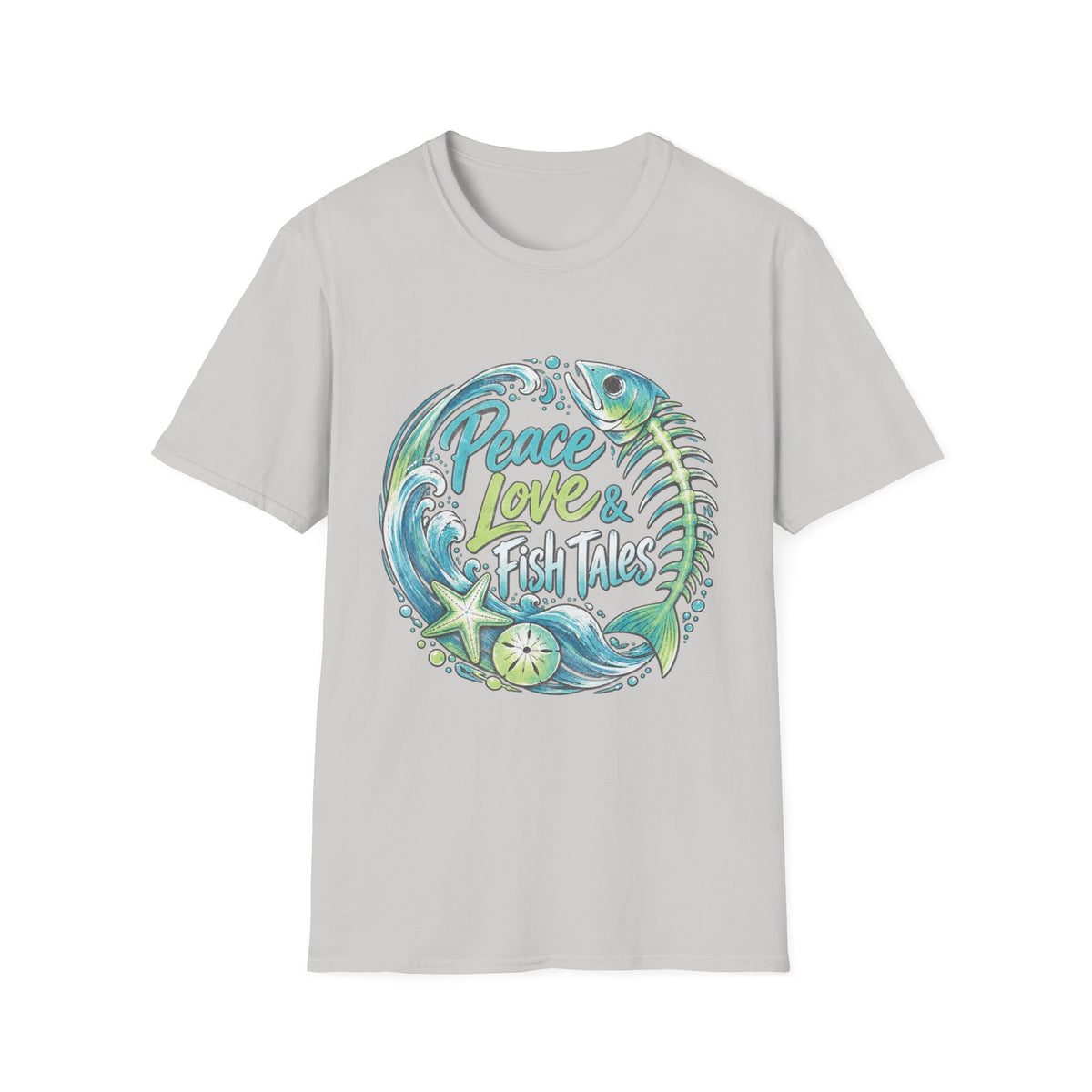 Reel Nauti Peace Love & Fish Tales Retro Coastal Beach T-Shirt