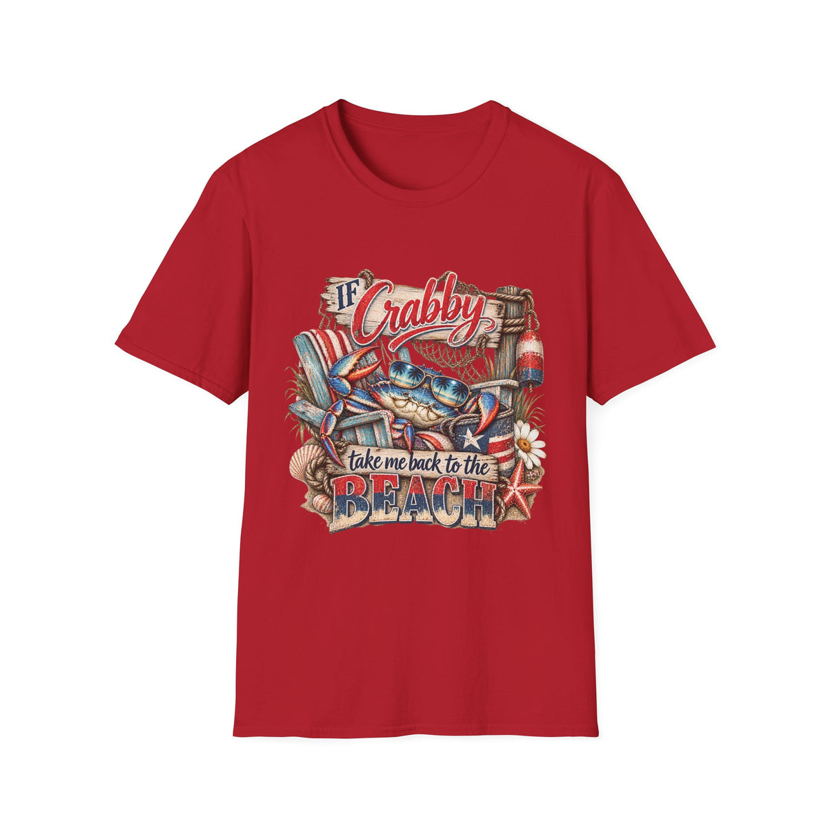 If Crabby Return to Beach Reel Nauti Coastal Beach 
T-Shirt