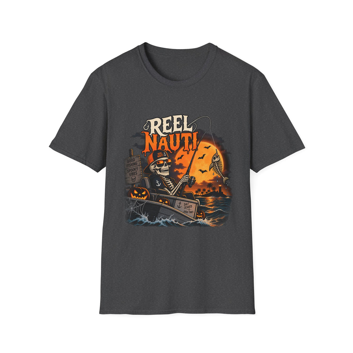 Skeleton Fishing Halloween Tee