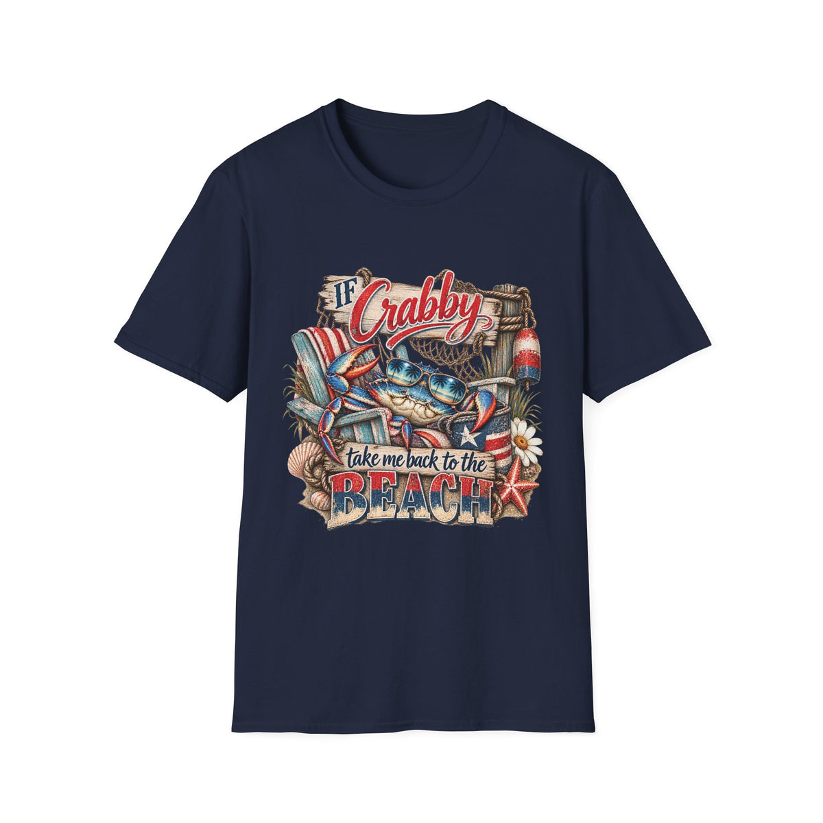 If Crabby Return to Beach Reel Nauti Coastal Beach 
T-Shirt