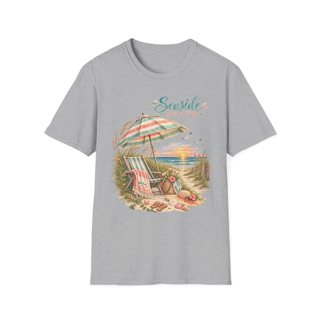 Seaside State of Mind T-Shirt — Coastal Beach Umbrella Sunset Tee