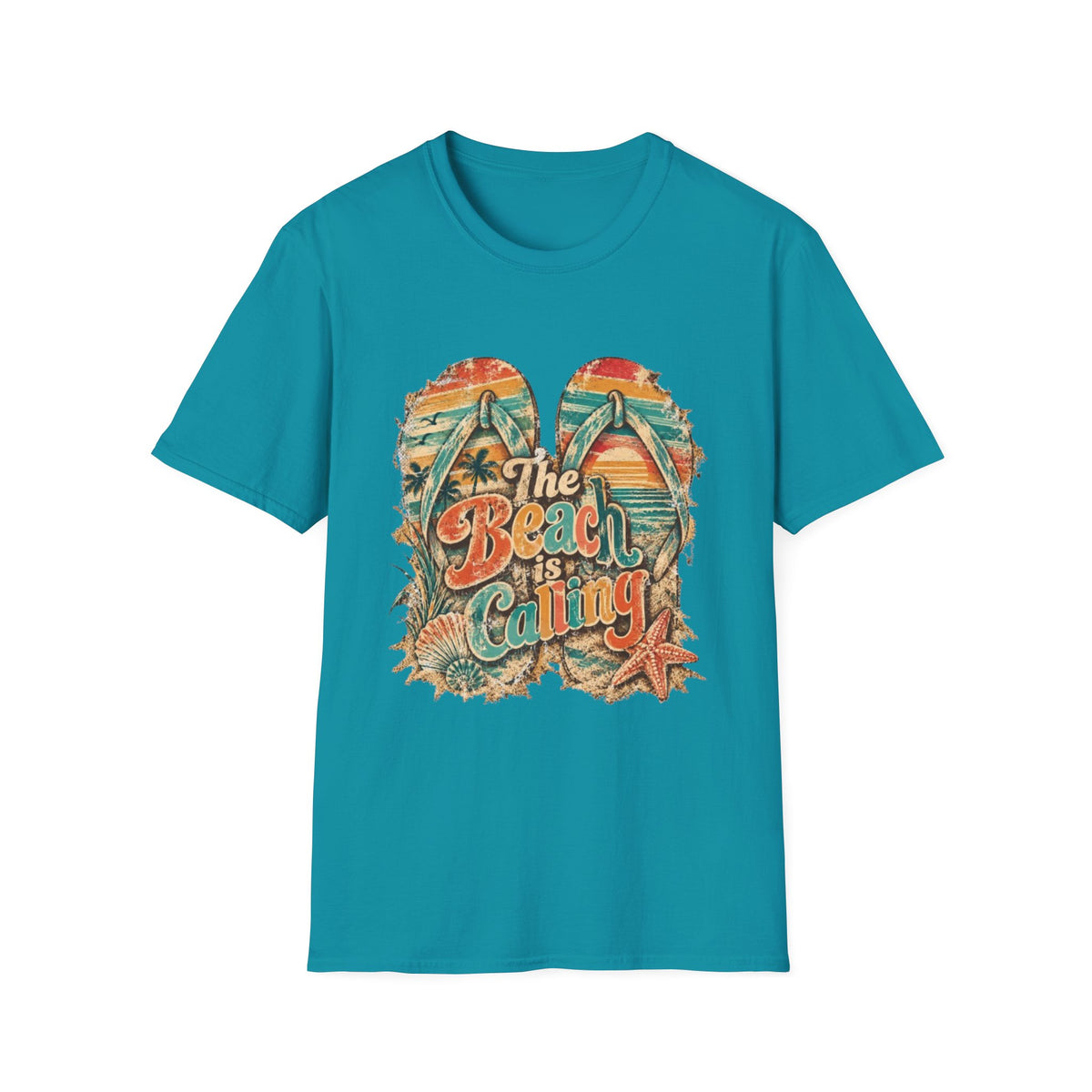 The Beach is Calling Retro Coastal T-Shirt