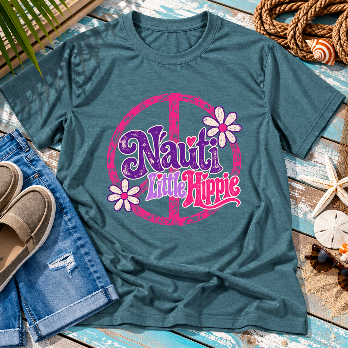 Nauti Little Hippie Retro Coastal Beach T-Shirt