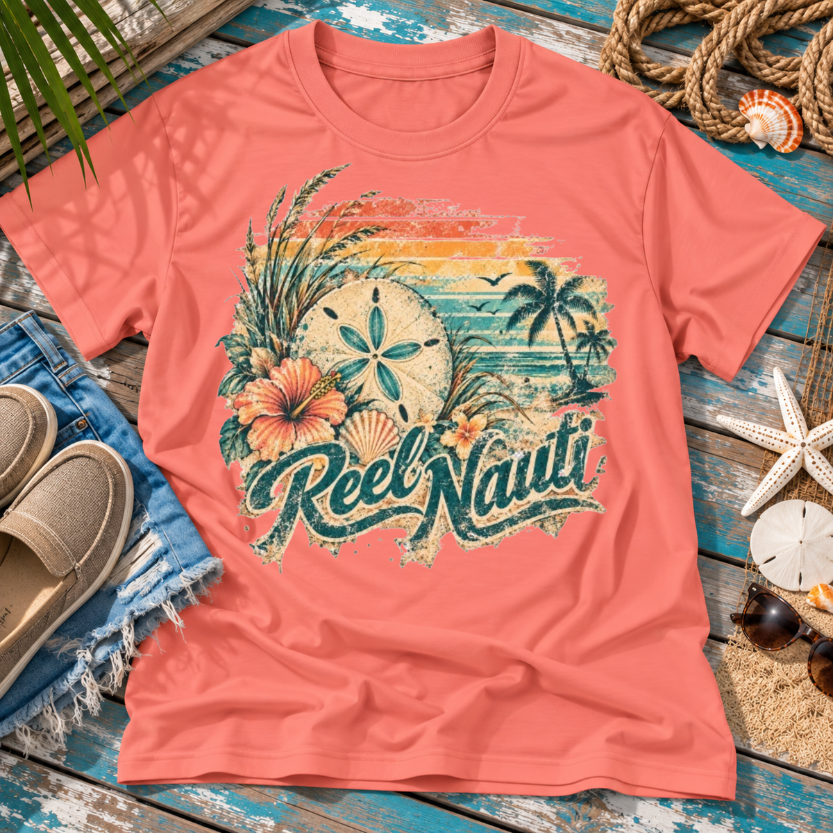 Reel Nauti Sand Dollar Coastal T-Shirt
