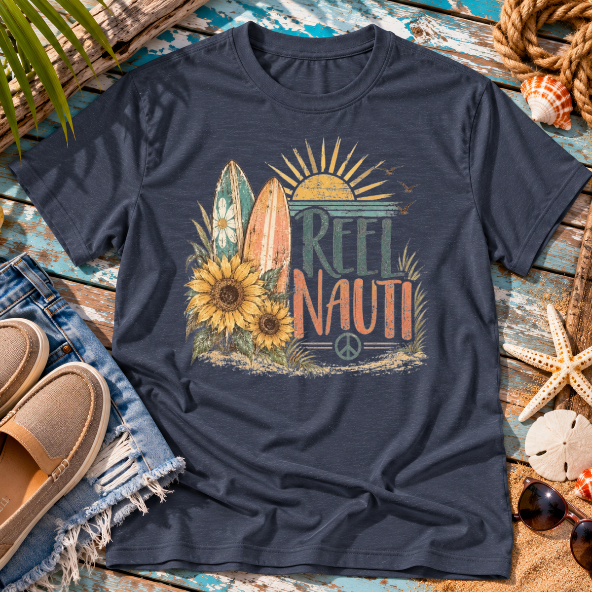 Nauti Little Hippie Retro Coastal Beach T-Shirt