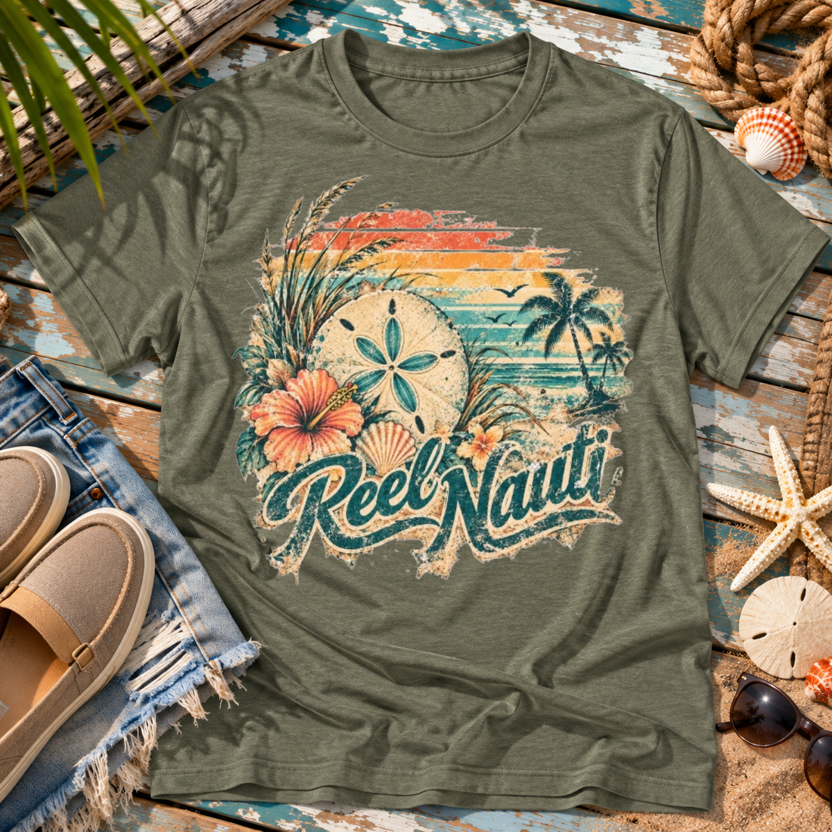 Reel Nauti Sand Dollar Coastal T-Shirt