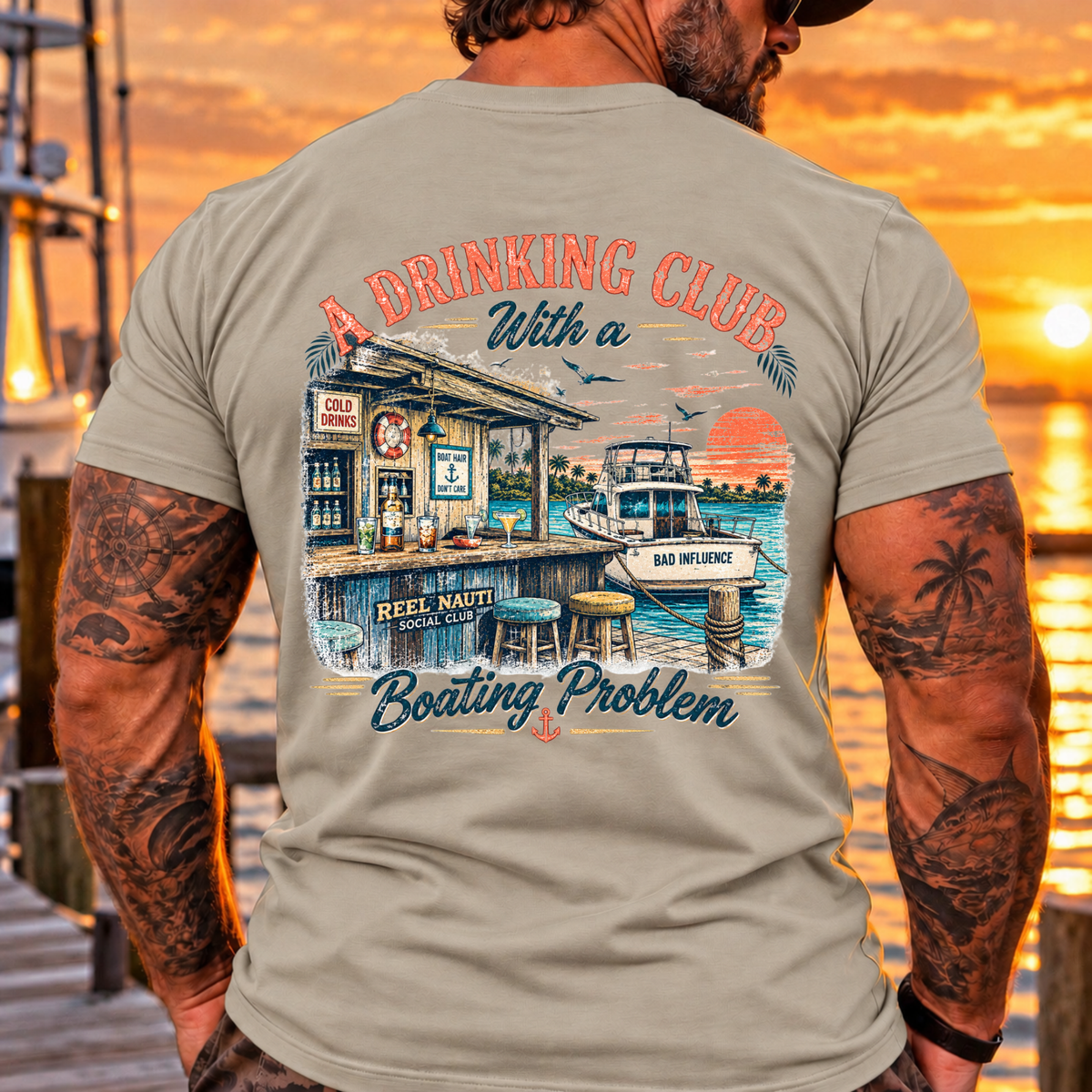 A Drinking Club With a Boating Problem Vintage Coastal Tee