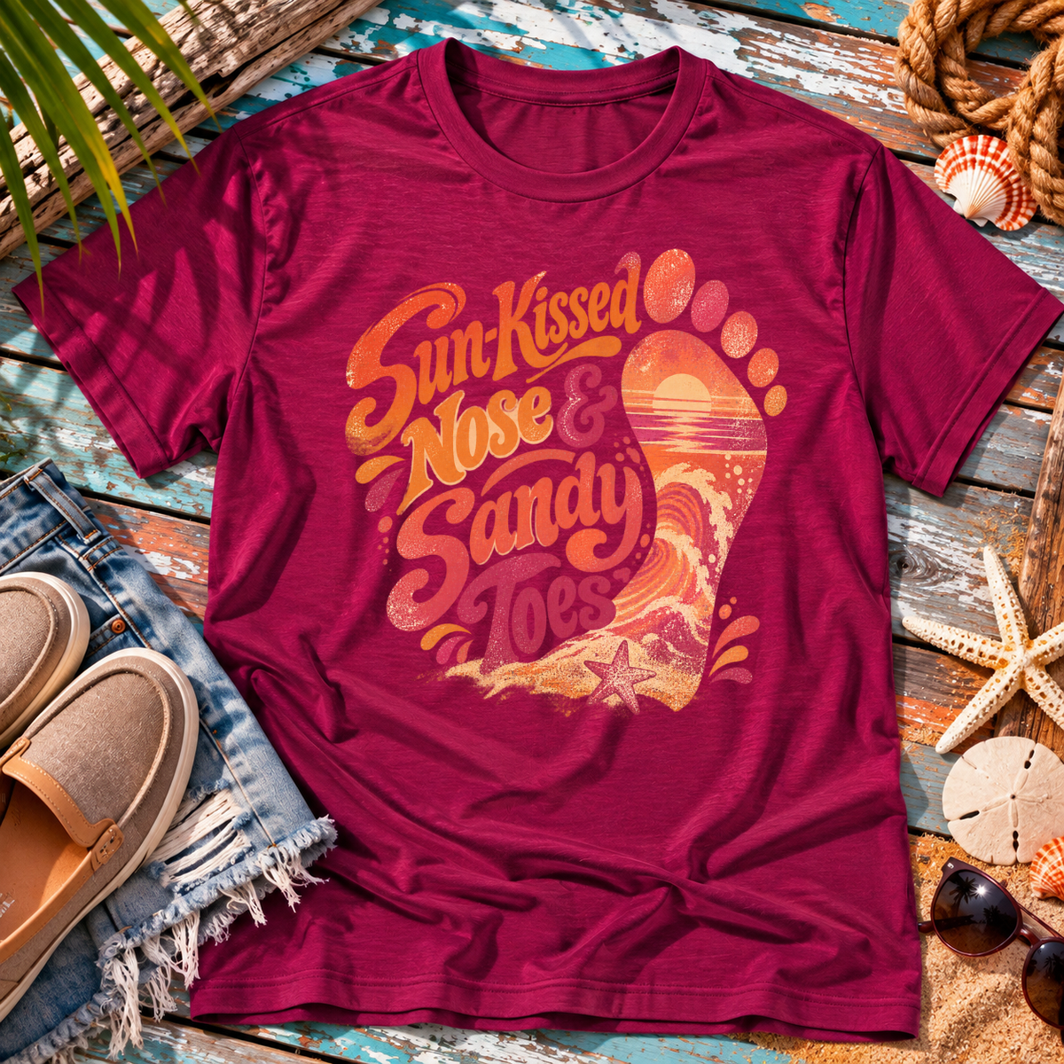 Sun-kissed Nose and Sandy Toes Coastal Beach T-Shirt