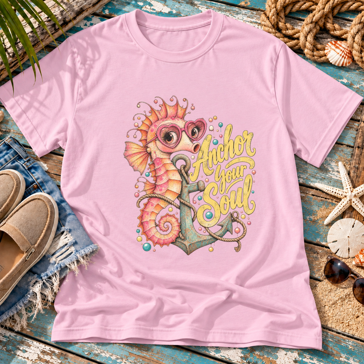 Anchor your Soul Retro Coastal Beach T-Shirt