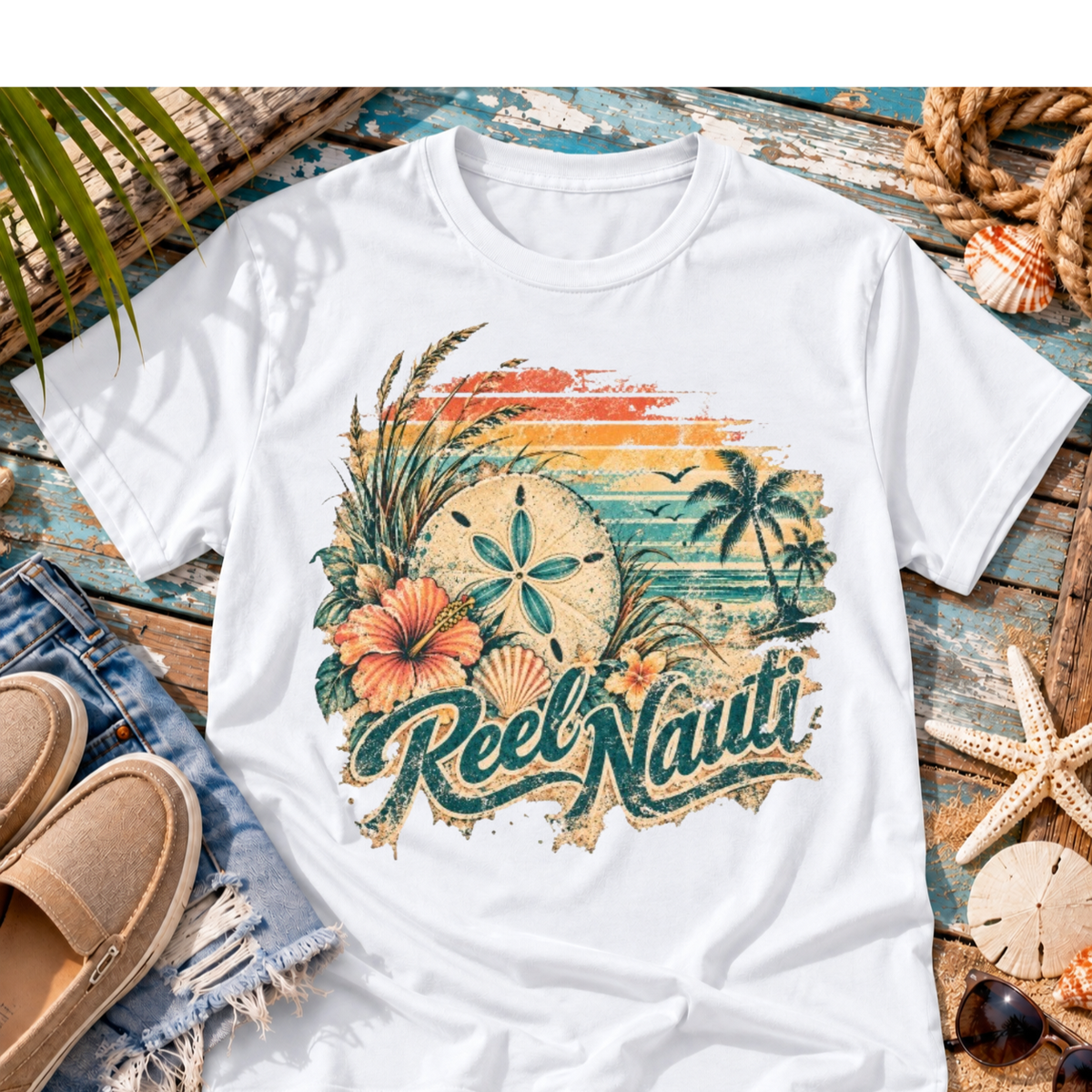 Reel Nauti Sand Dollar Coastal T-Shirt
