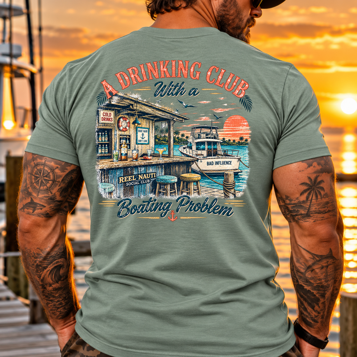 A Drinking Club With a Boating Problem Vintage Coastal Tee