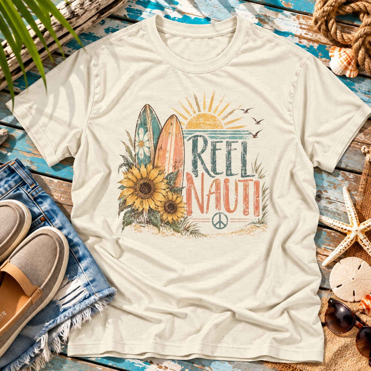 Nauti Little Hippie Retro Coastal Beach T-Shirt