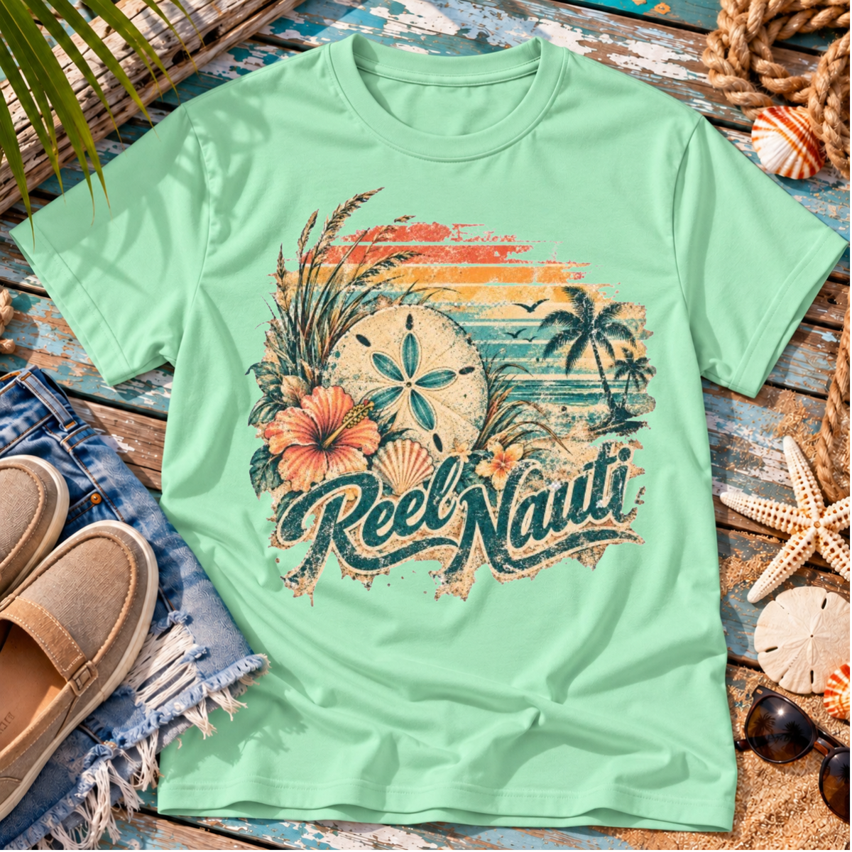 Reel Nauti Sand Dollar Coastal T-Shirt