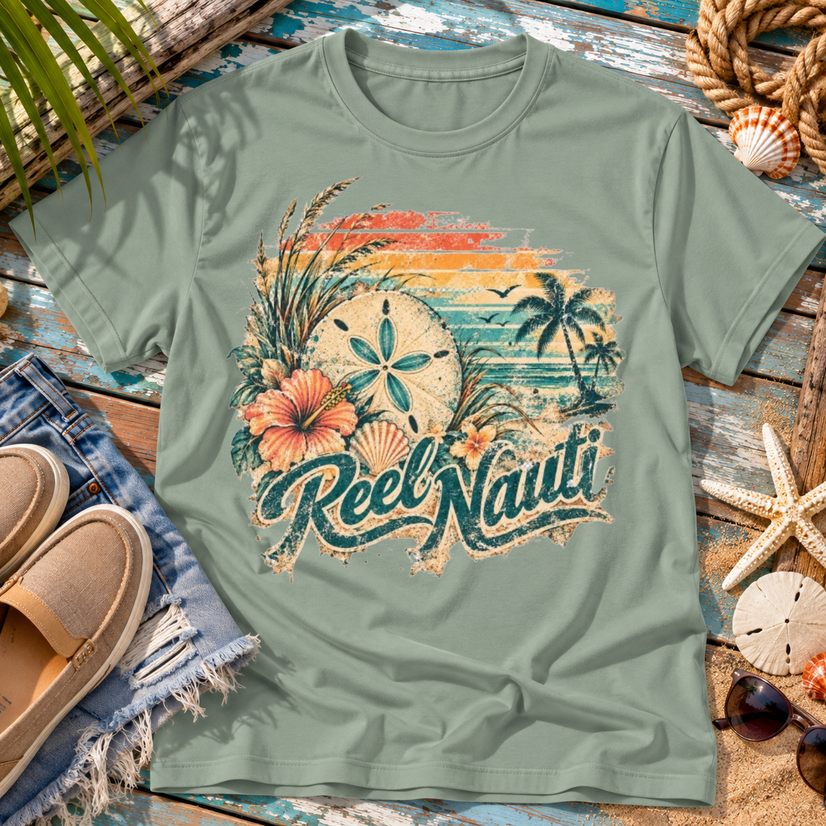 Reel Nauti Sand Dollar Coastal T-Shirt